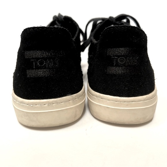 TOMS Black Sneaker Shoes Lace up Braided Suede Sz 9 - Picture 6 of 8